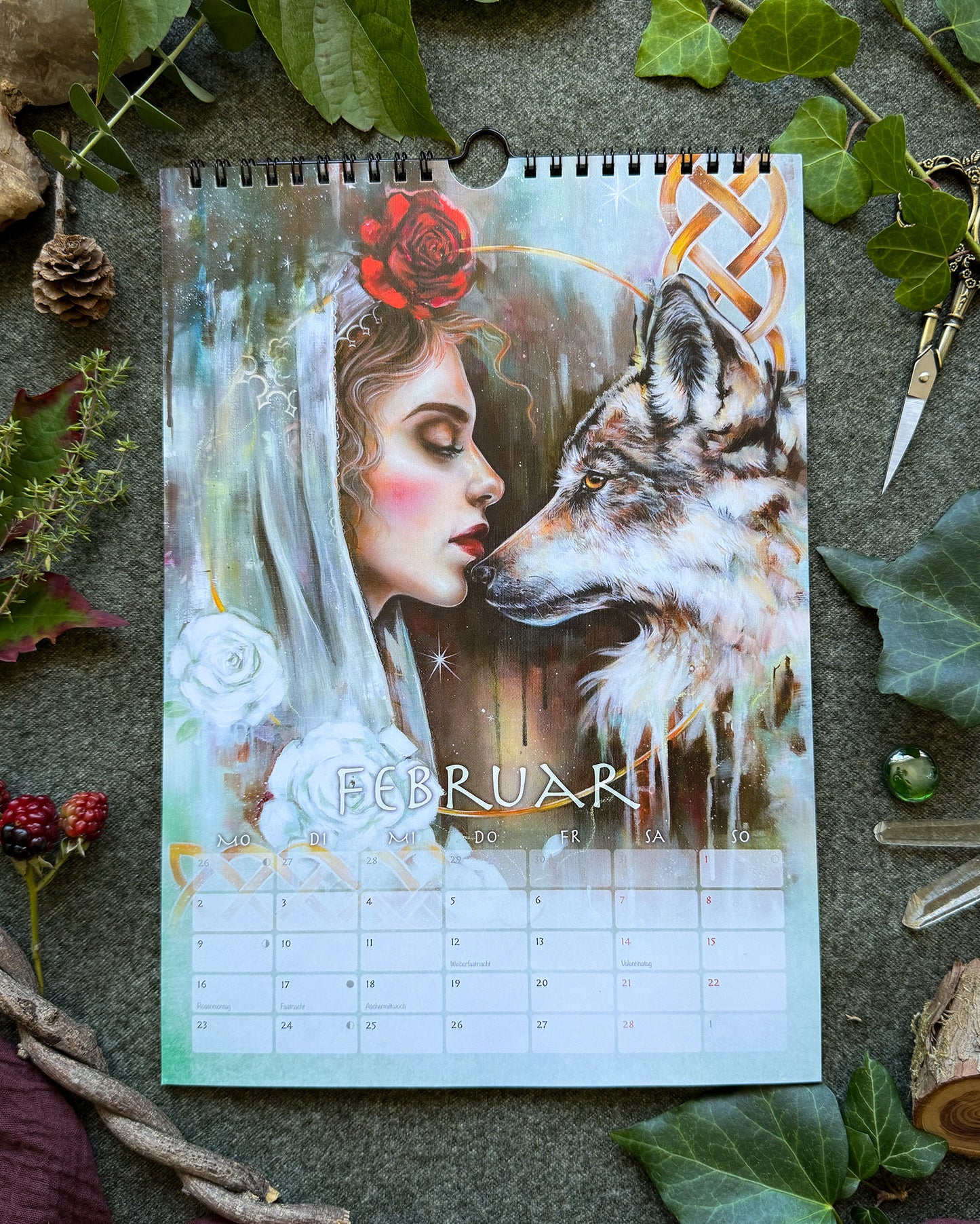 Mystischer Jahreskalender 2026 – Fantasy Wandkalender, Hexen Kalender, Keltischer Kalender, Pagan Geschenk, Märchenhafter Kunstkalender