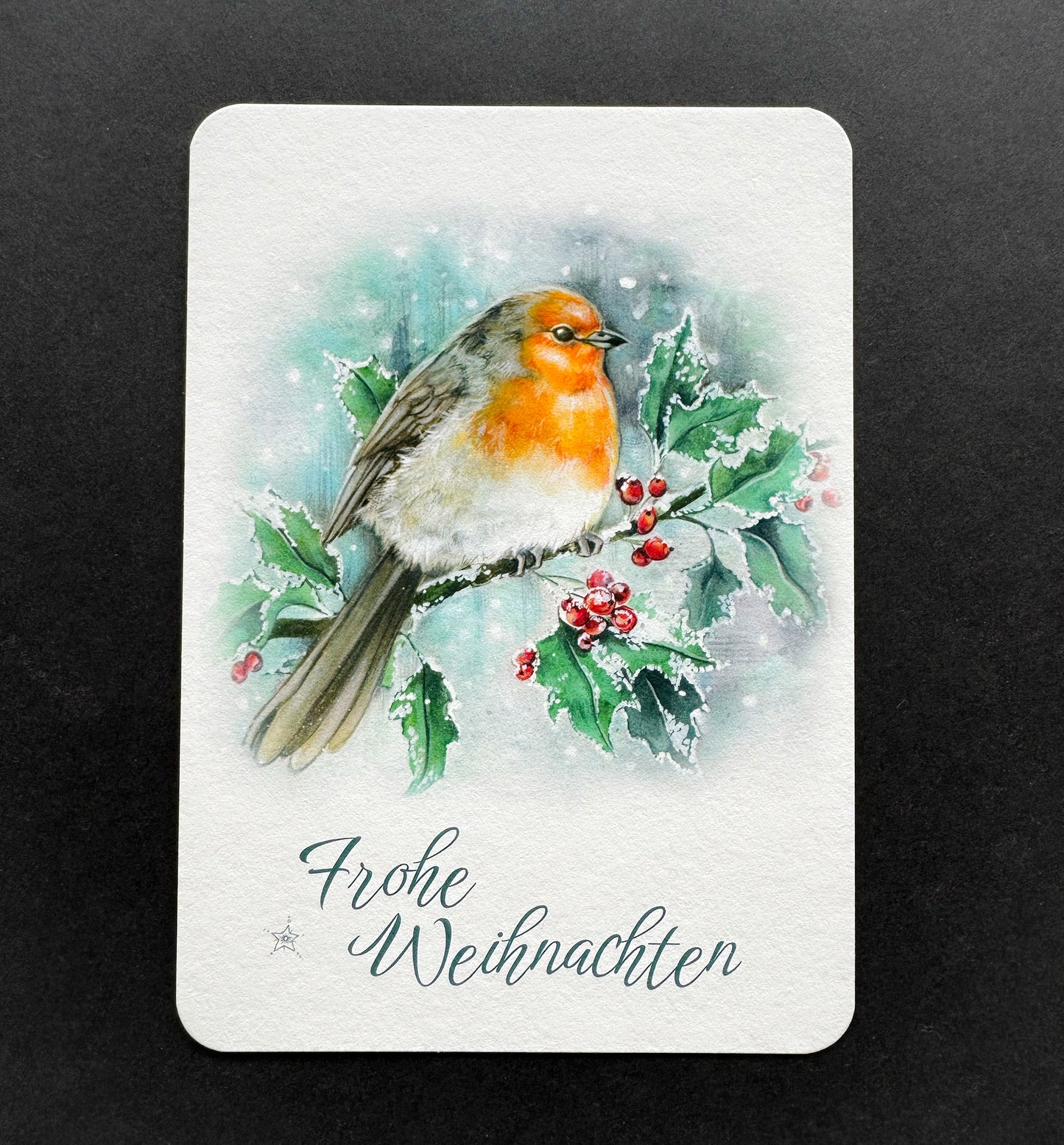 Weihnachtskarte Rotkehlchen, Frohe Weihnachten Grußkarte
