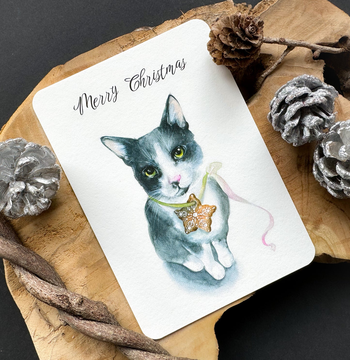 Merry Christmas - Weihnachtskarte Katze