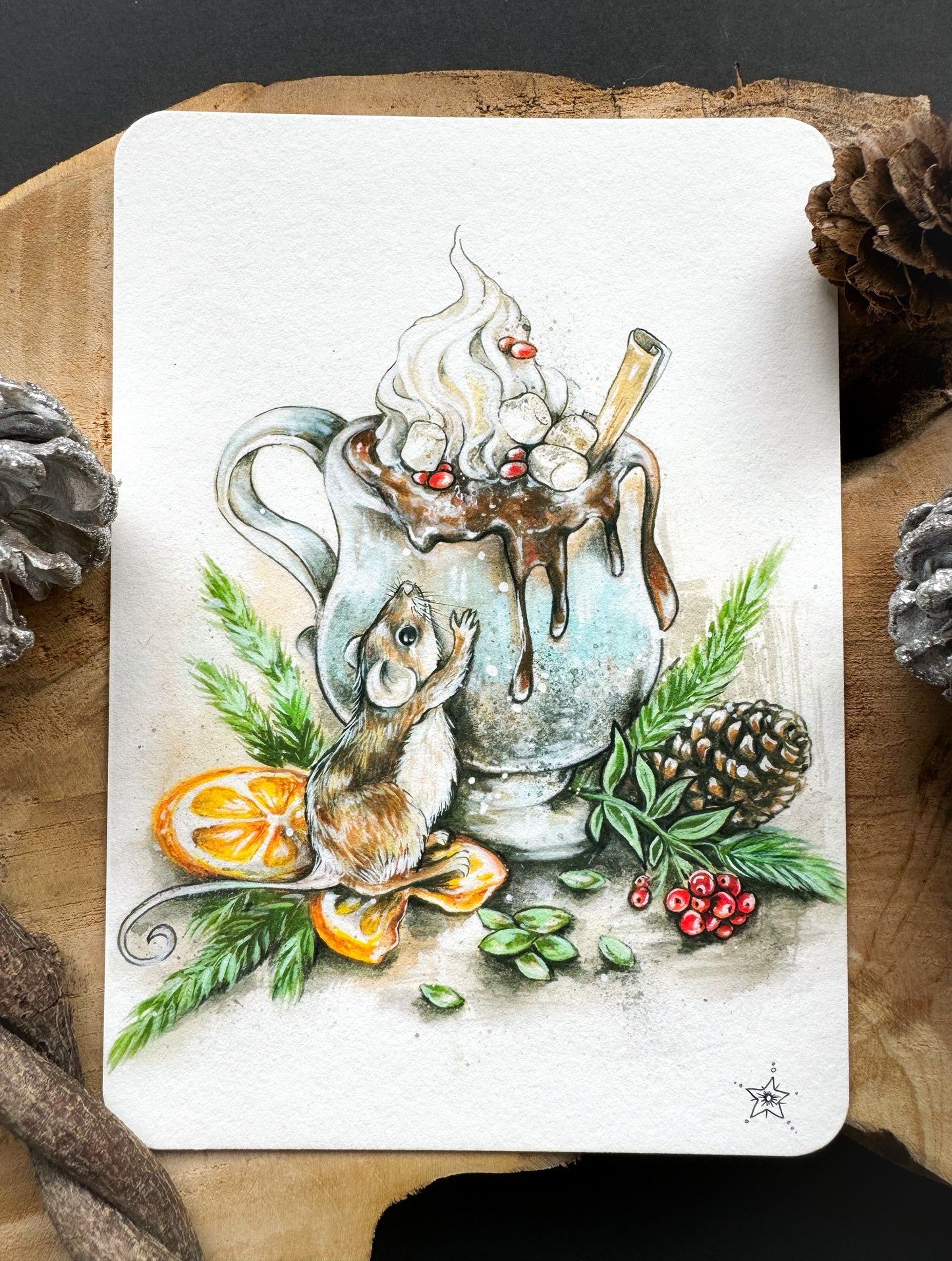 Weihnachtskarte heiße Schokolade, Frohe Weihnachten Grußkarte