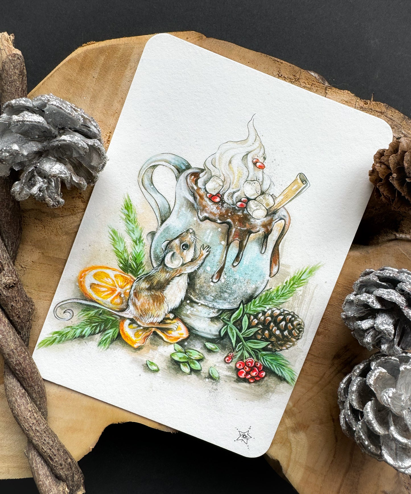 Weihnachtskarte heiße Schokolade, Frohe Weihnachten Grußkarte