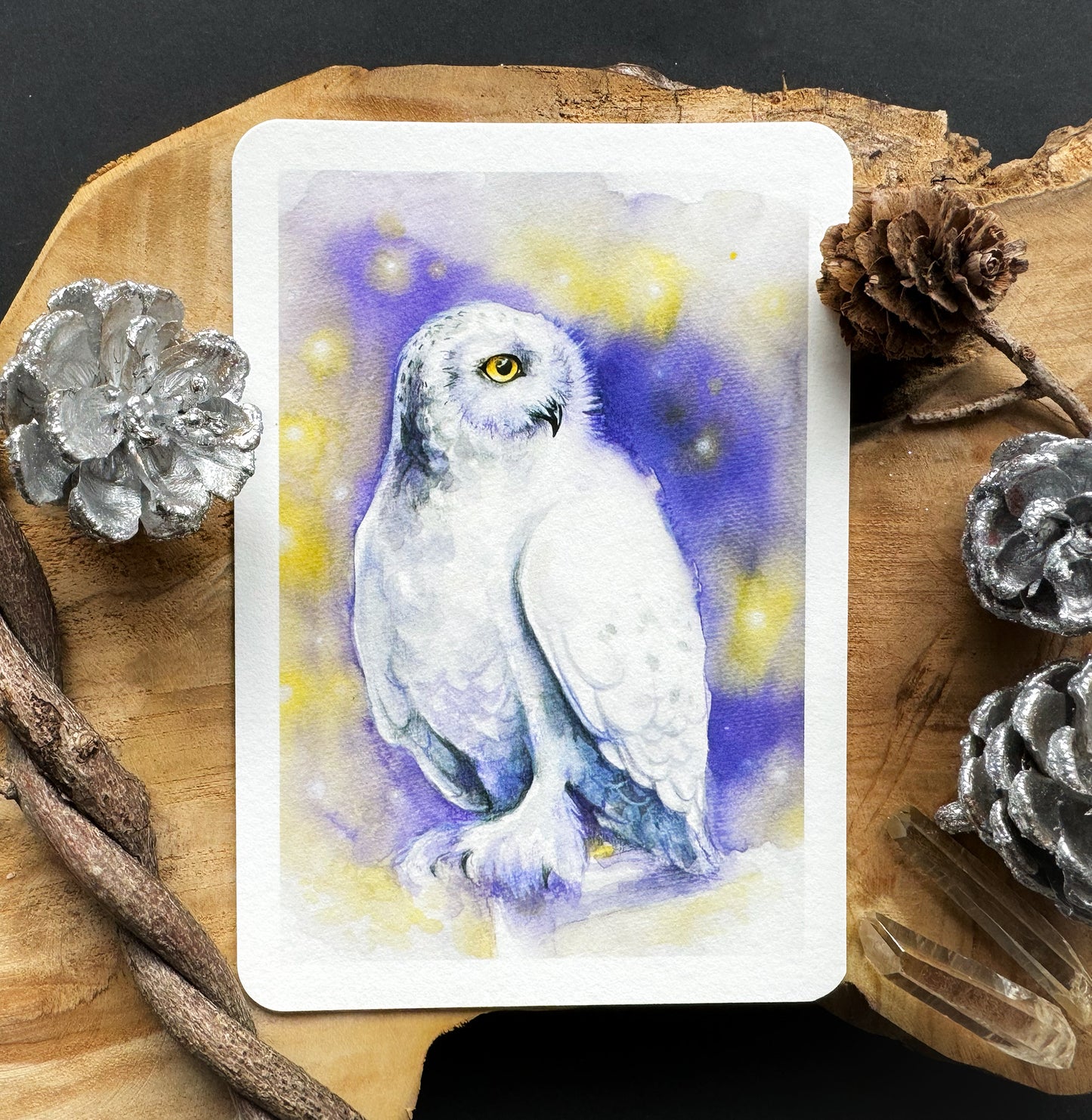 Schneeule Grußkarte