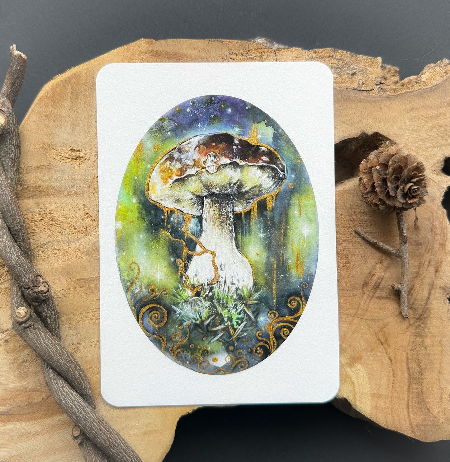 Kunstkarte, mini Kunstdruck Waldpilz