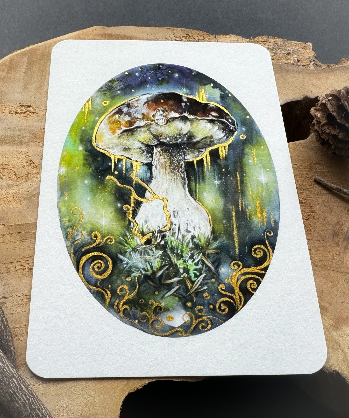 Kunstkarte, mini Kunstdruck Waldpilz