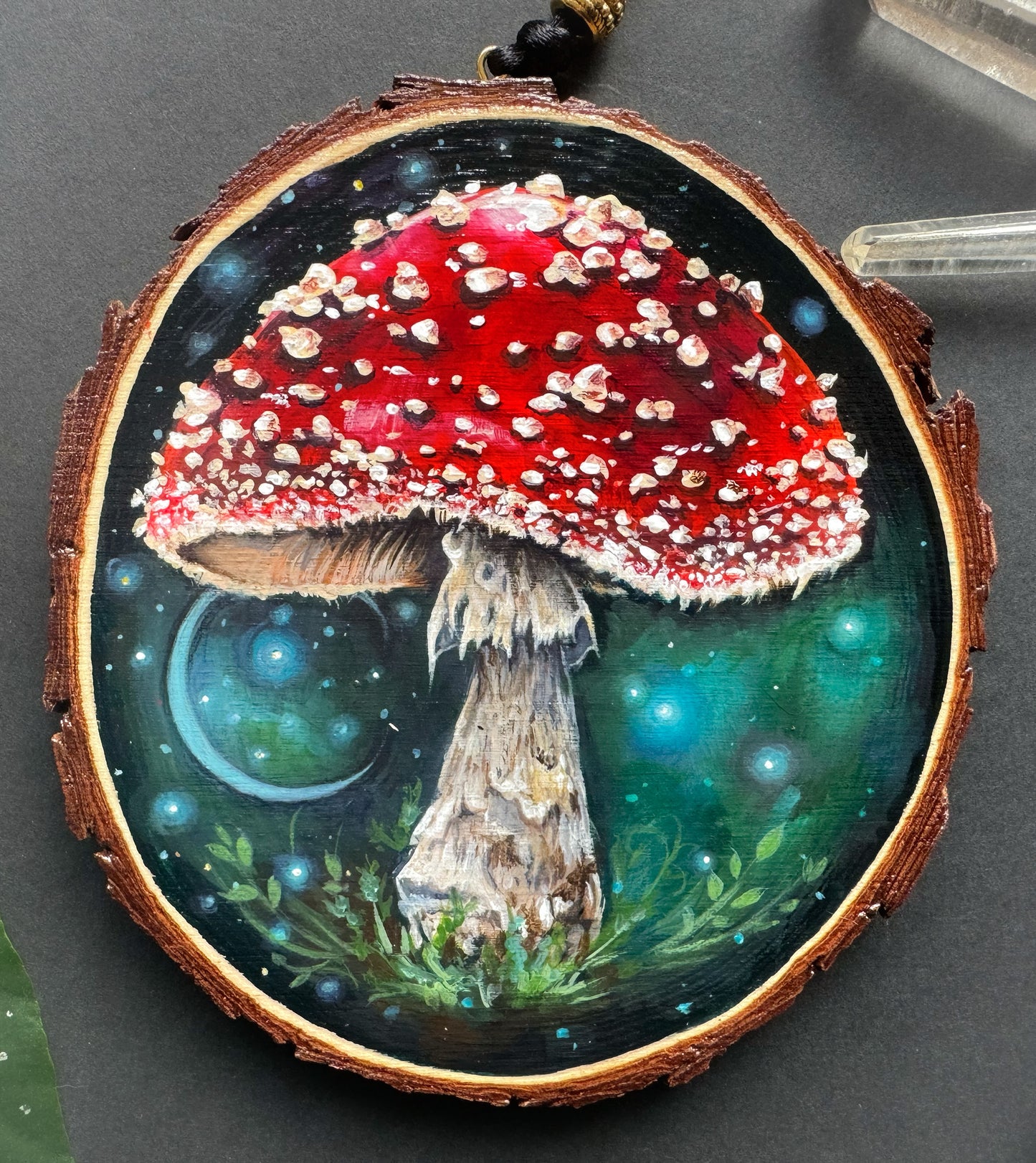 Handbemalte Holzscheibe Fliegenpilz