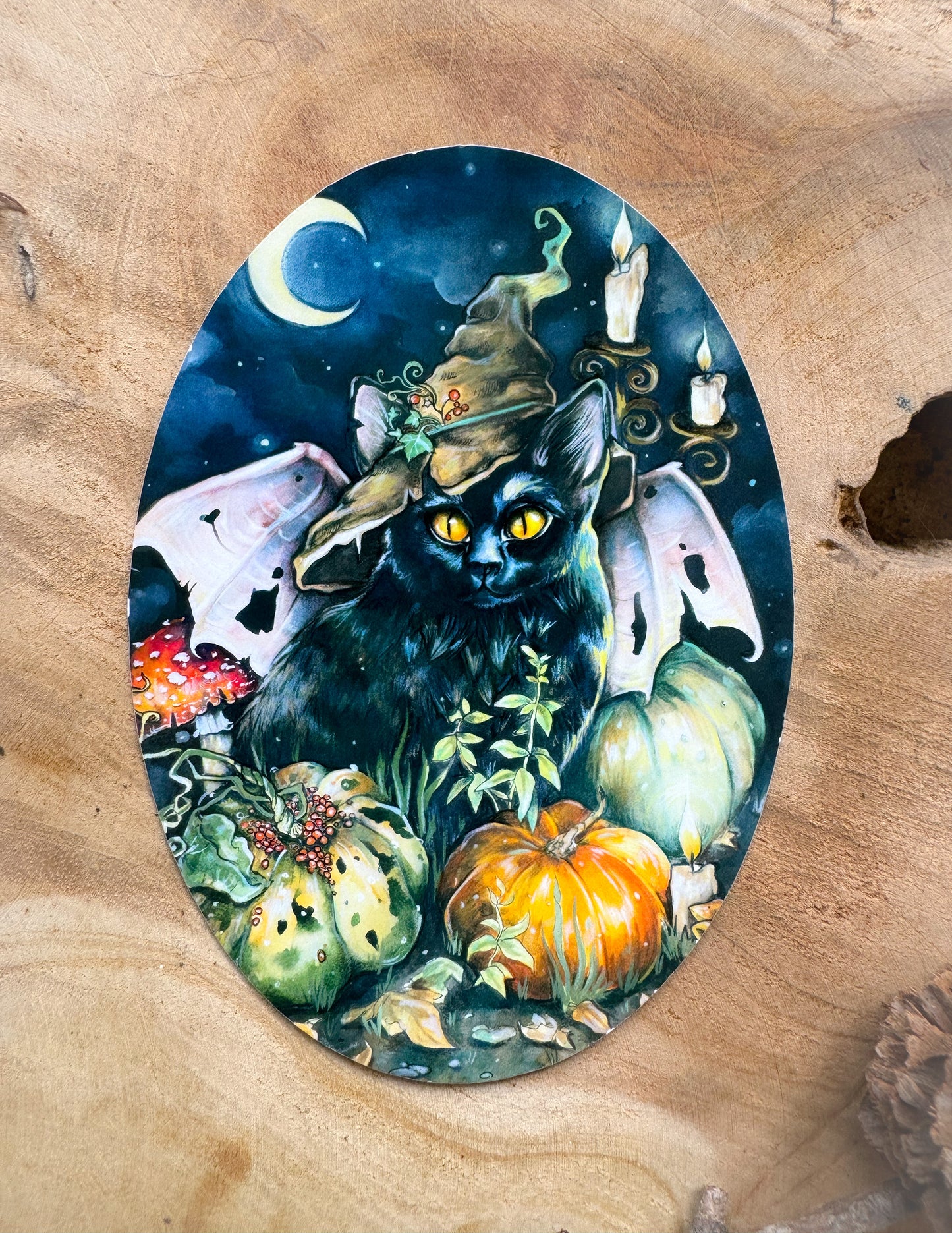 Sticker Hexenkatze, Halloween cat Aufkleber