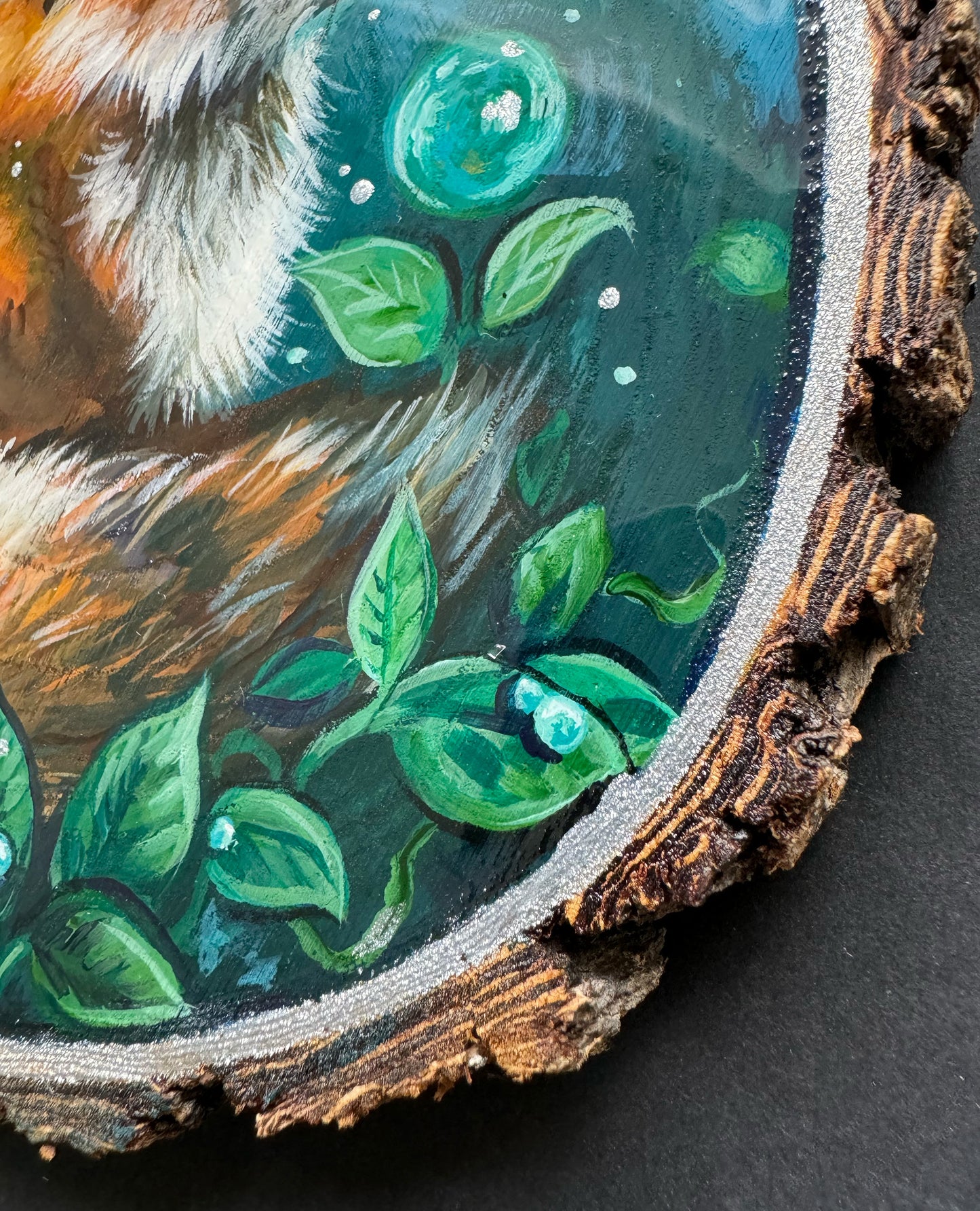 Fuchs, handbemalte Holzscheibe
