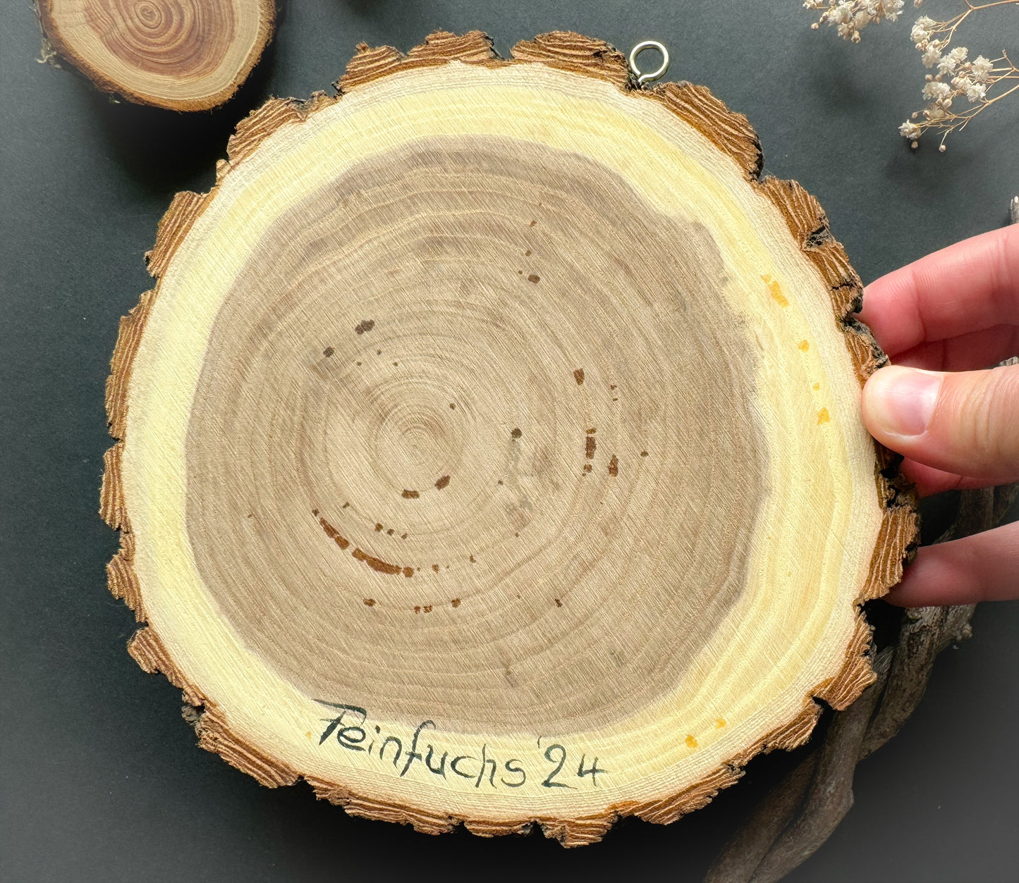 Fuchs, handbemalte Holzscheibe