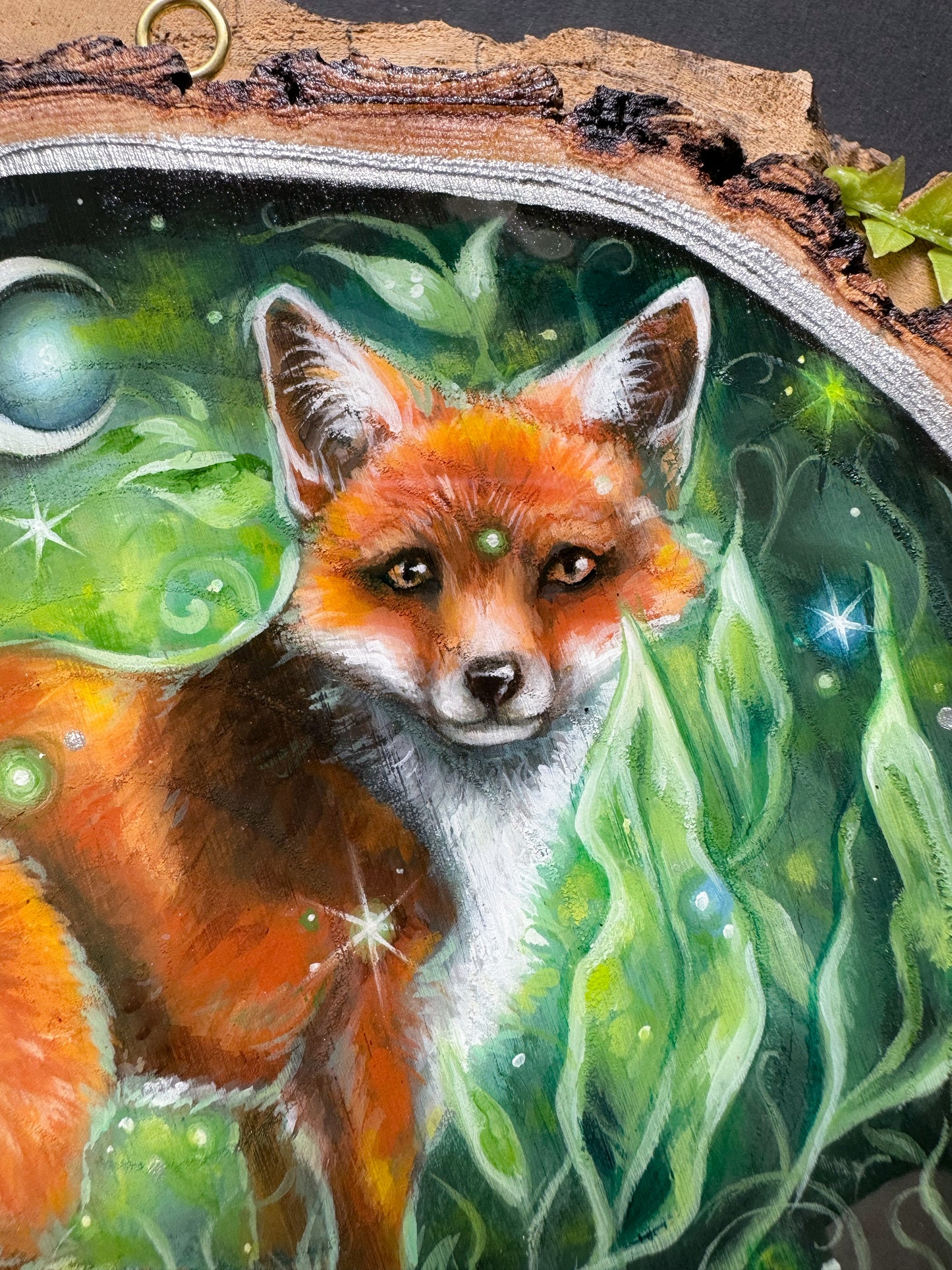Fairy Fox, handbemalte Holzscheibe
