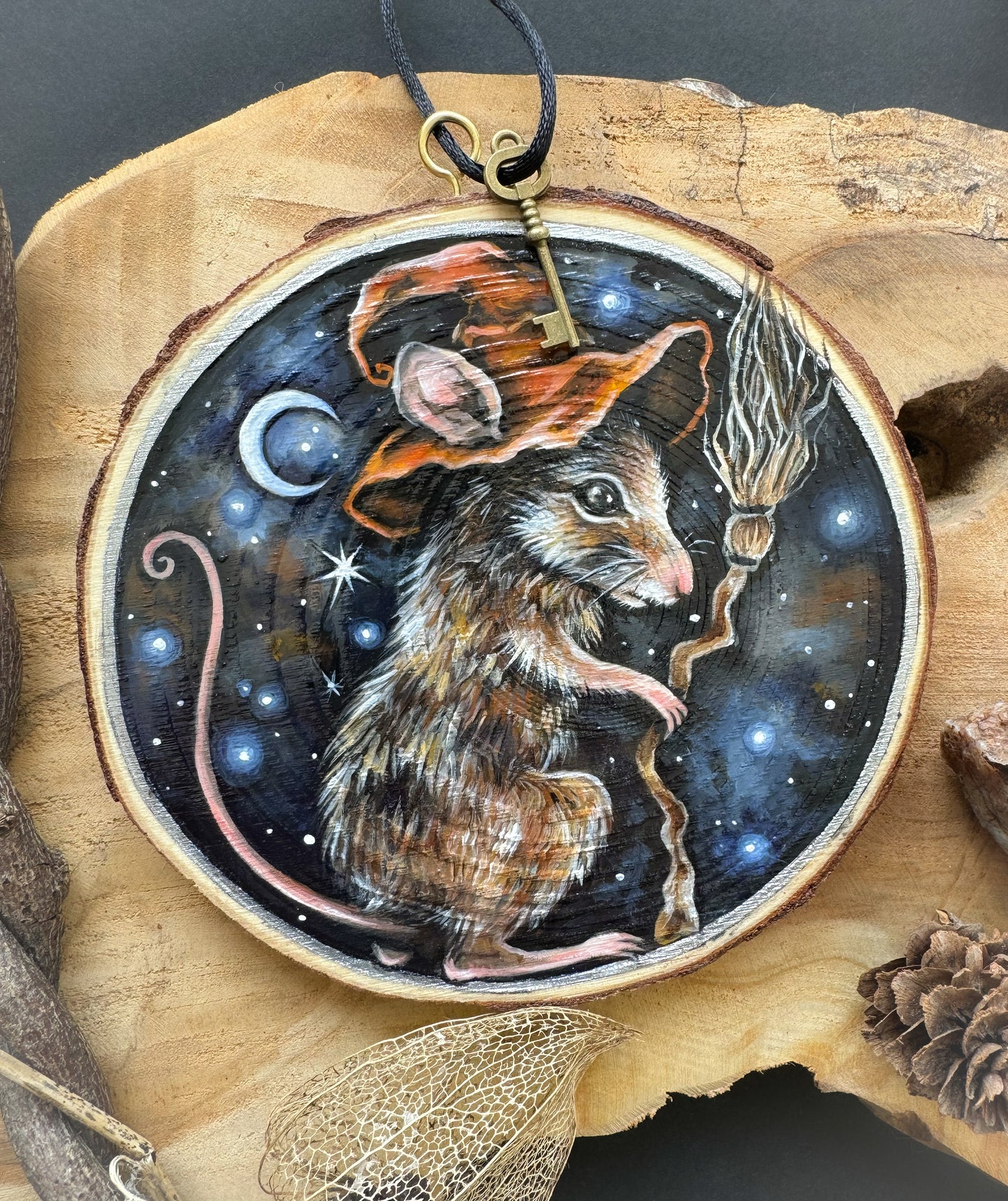 Holzscheibe Zaubermaus