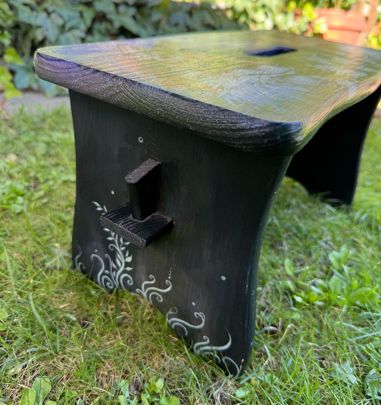 Handbemalter Holzschemel mit Fuchs-Motiv – einzigartiger kleiner Hocker