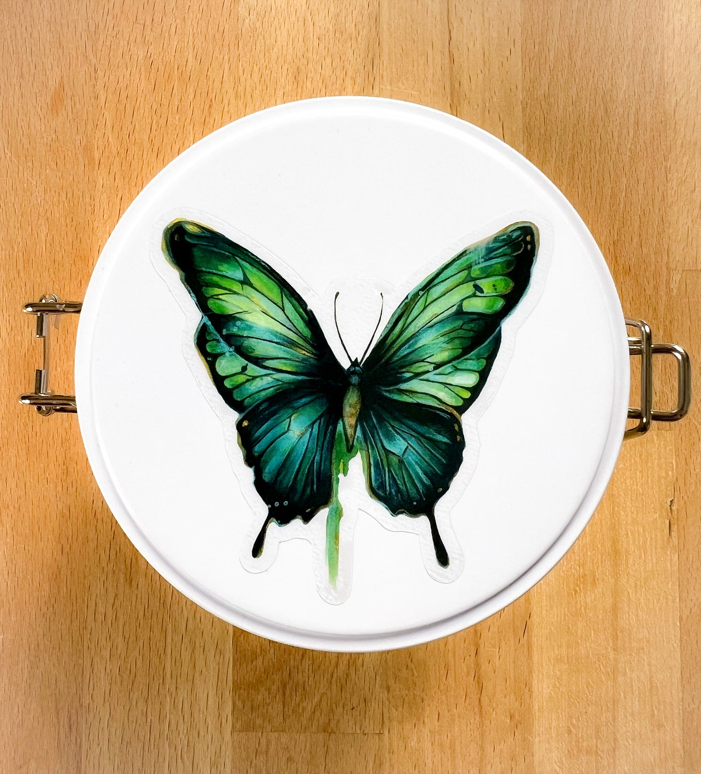 Transparenter Sticker blau-grüner Schmetterling