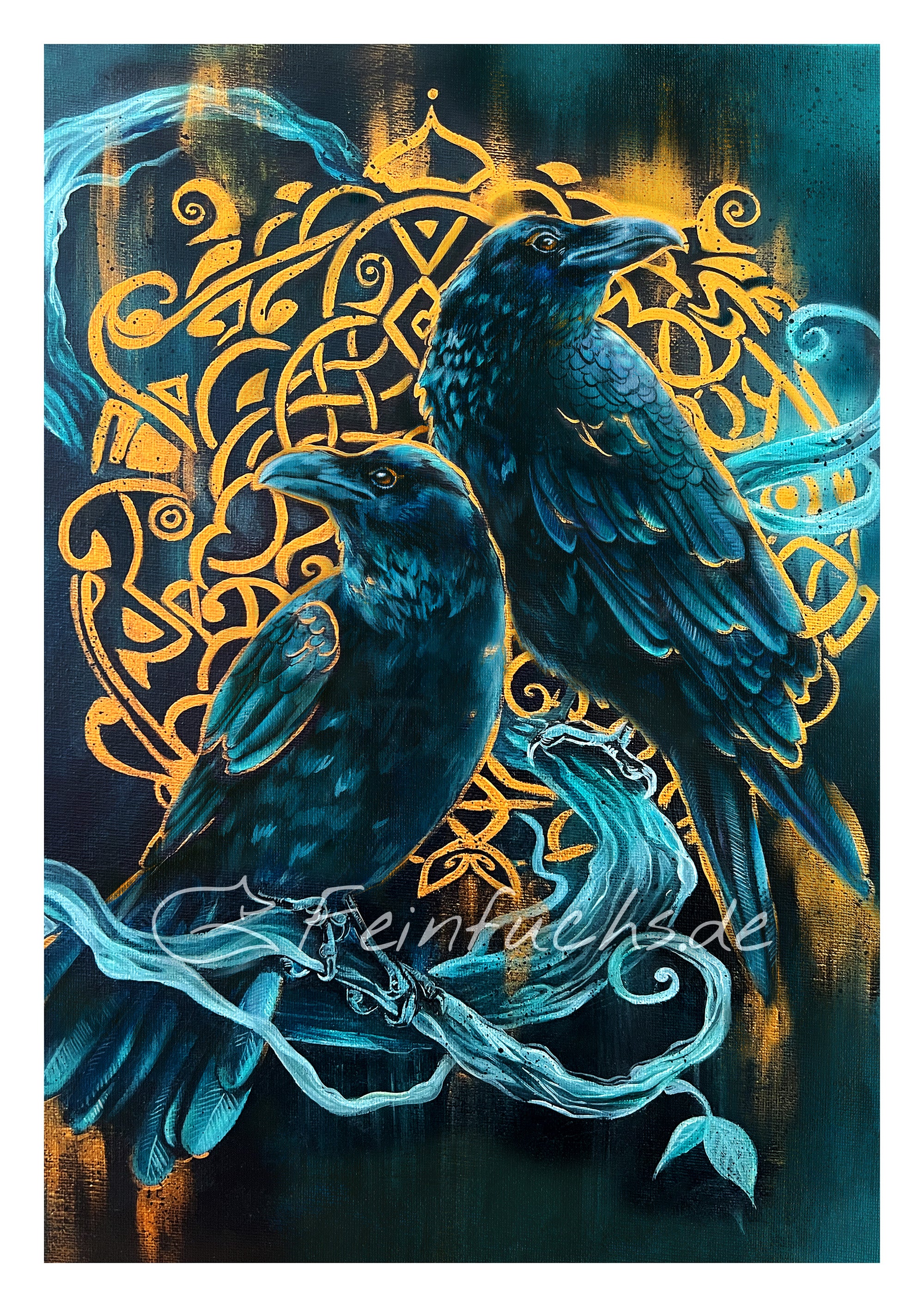 Kunstdruck Raben, Odins Raben Hugin und Munin – Feinfuchs