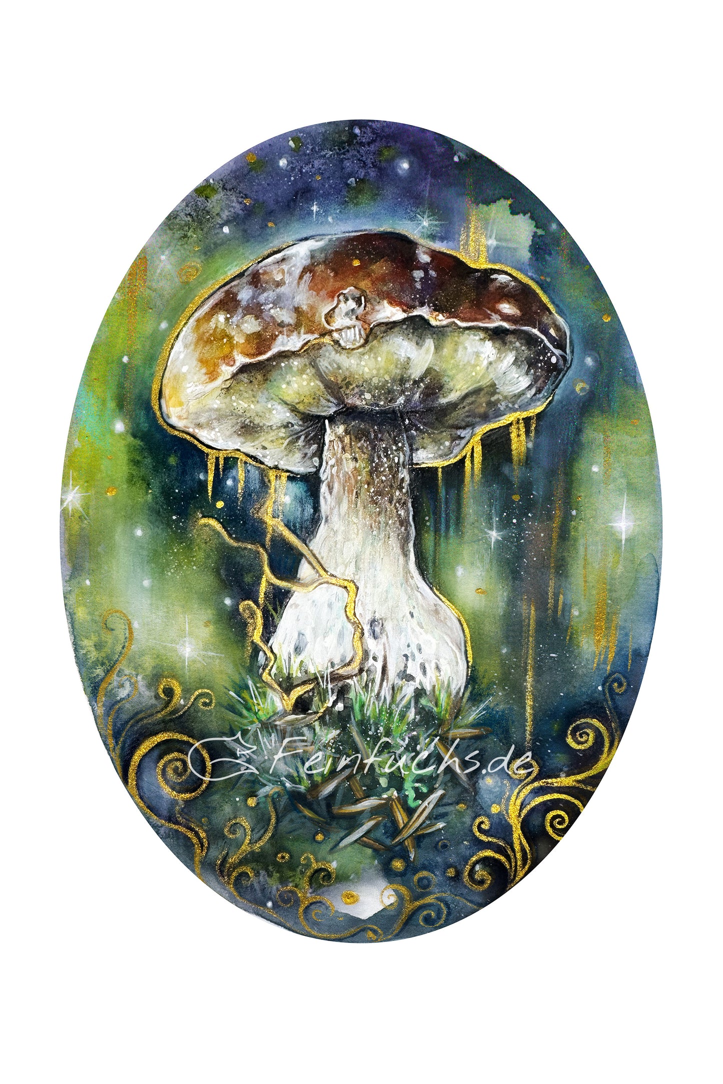 Kunstkarte, mini Kunstdruck Waldpilz