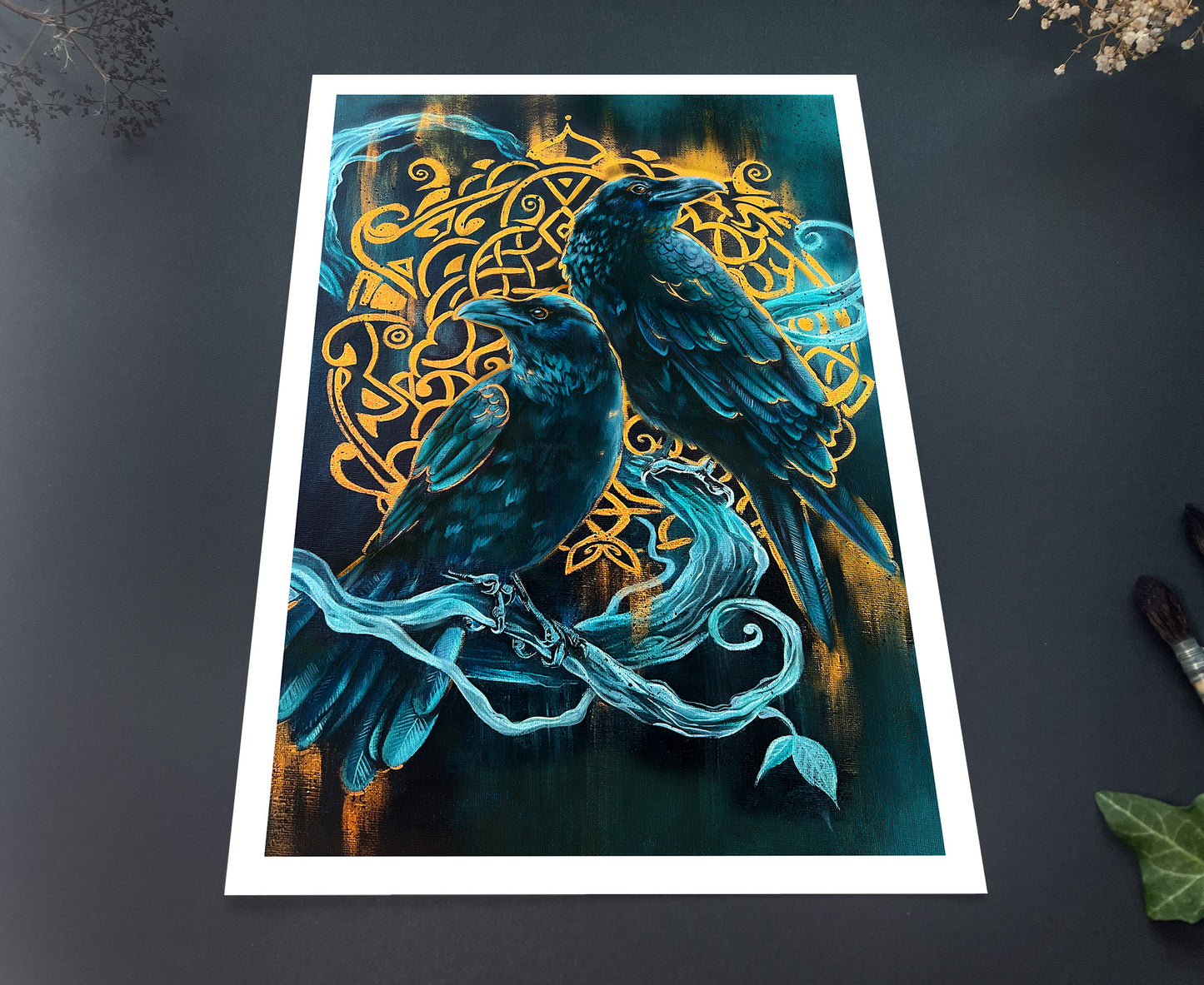 Kunstdruck Raben, Odins Raben Hugin und Munin