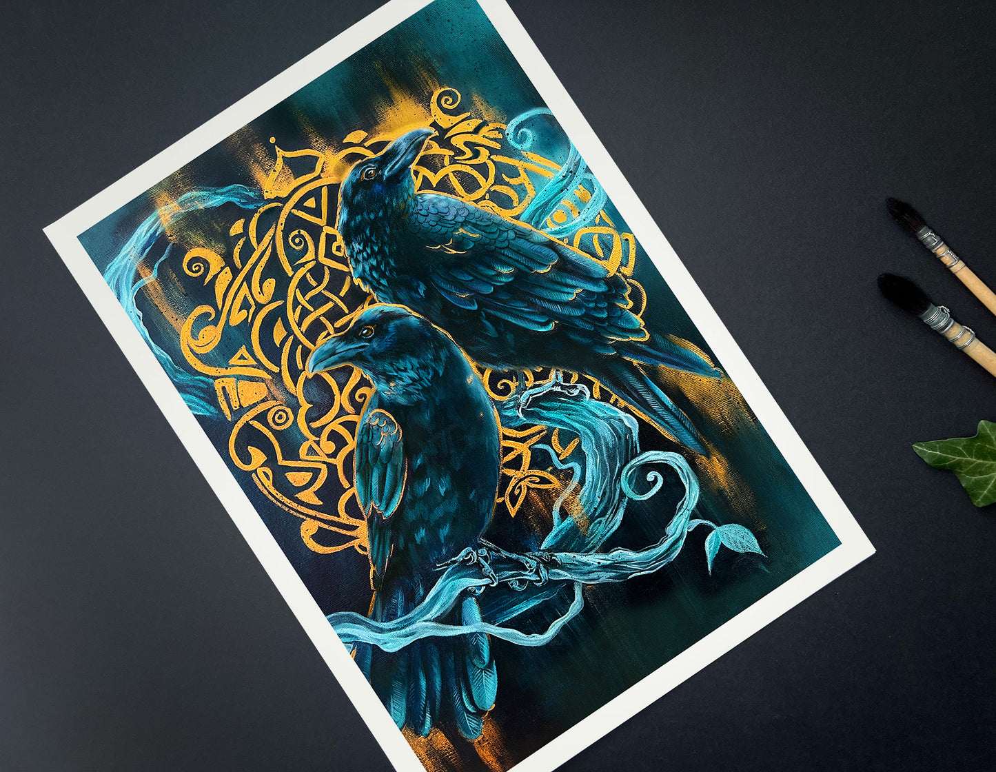 Kunstdruck Raben, Odins Raben Hugin und Munin