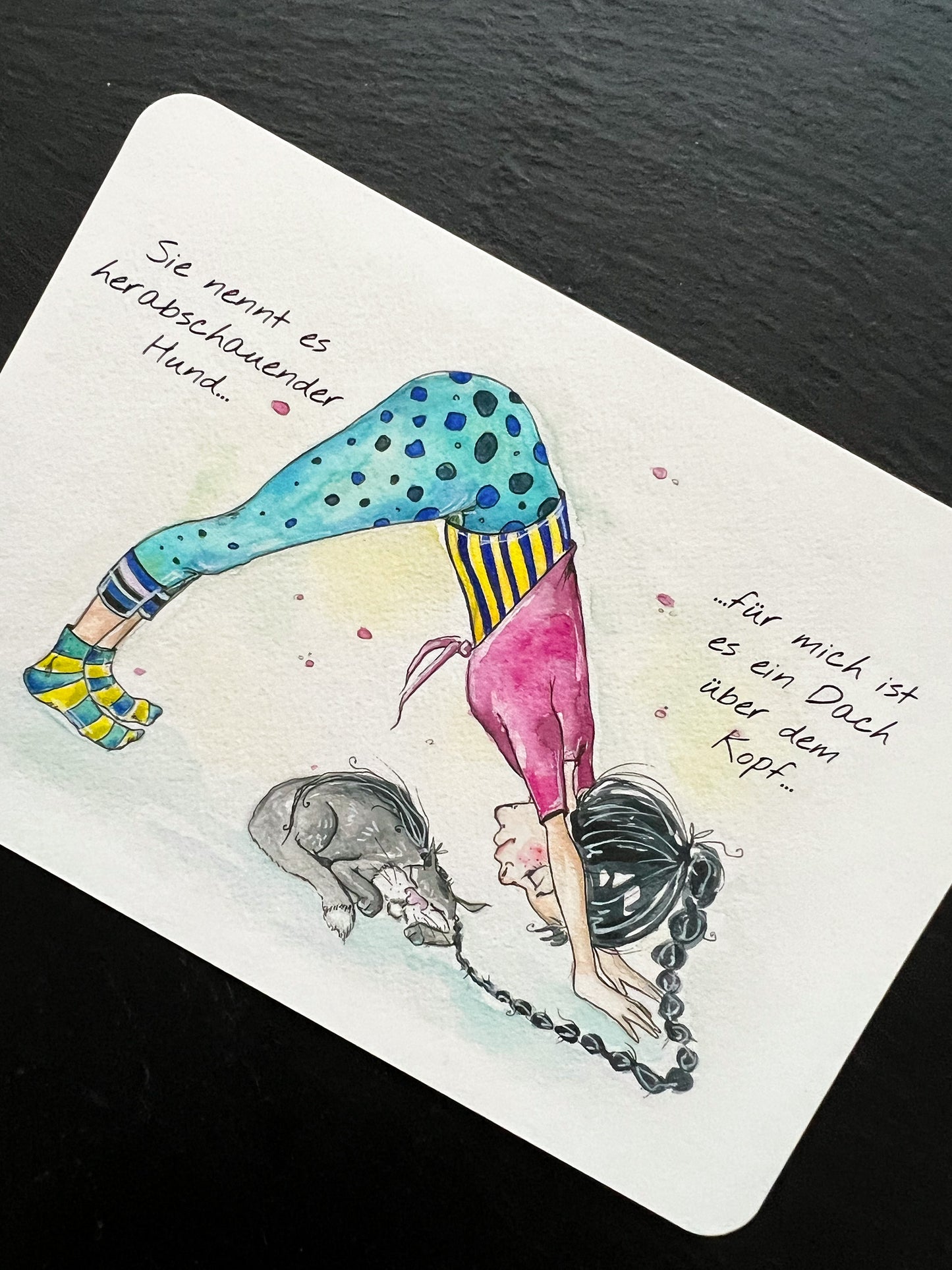 Kunstkartenset Yoga mit Katze