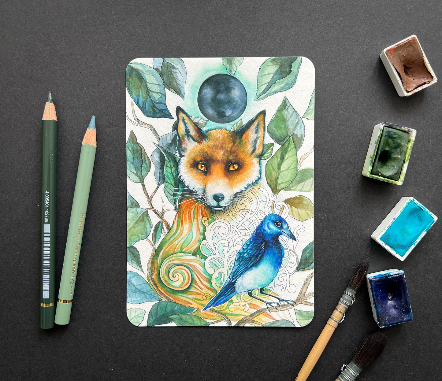 Kunstkarte Grußkarte Fuchs