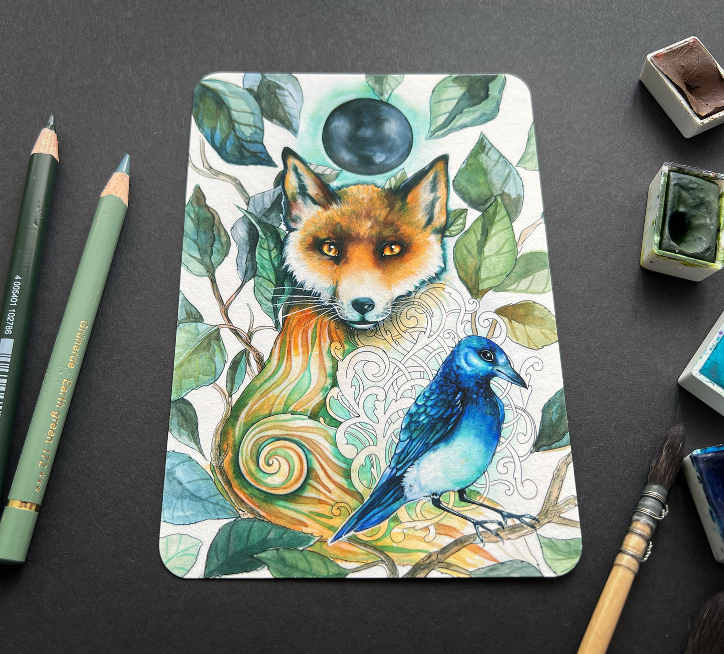 Kunstkarte Grußkarte Fuchs
