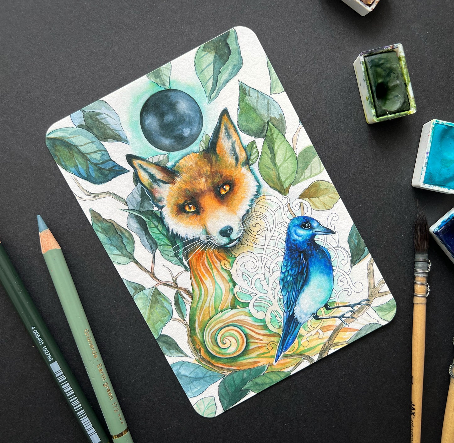 Kunstkarte Grußkarte Fuchs