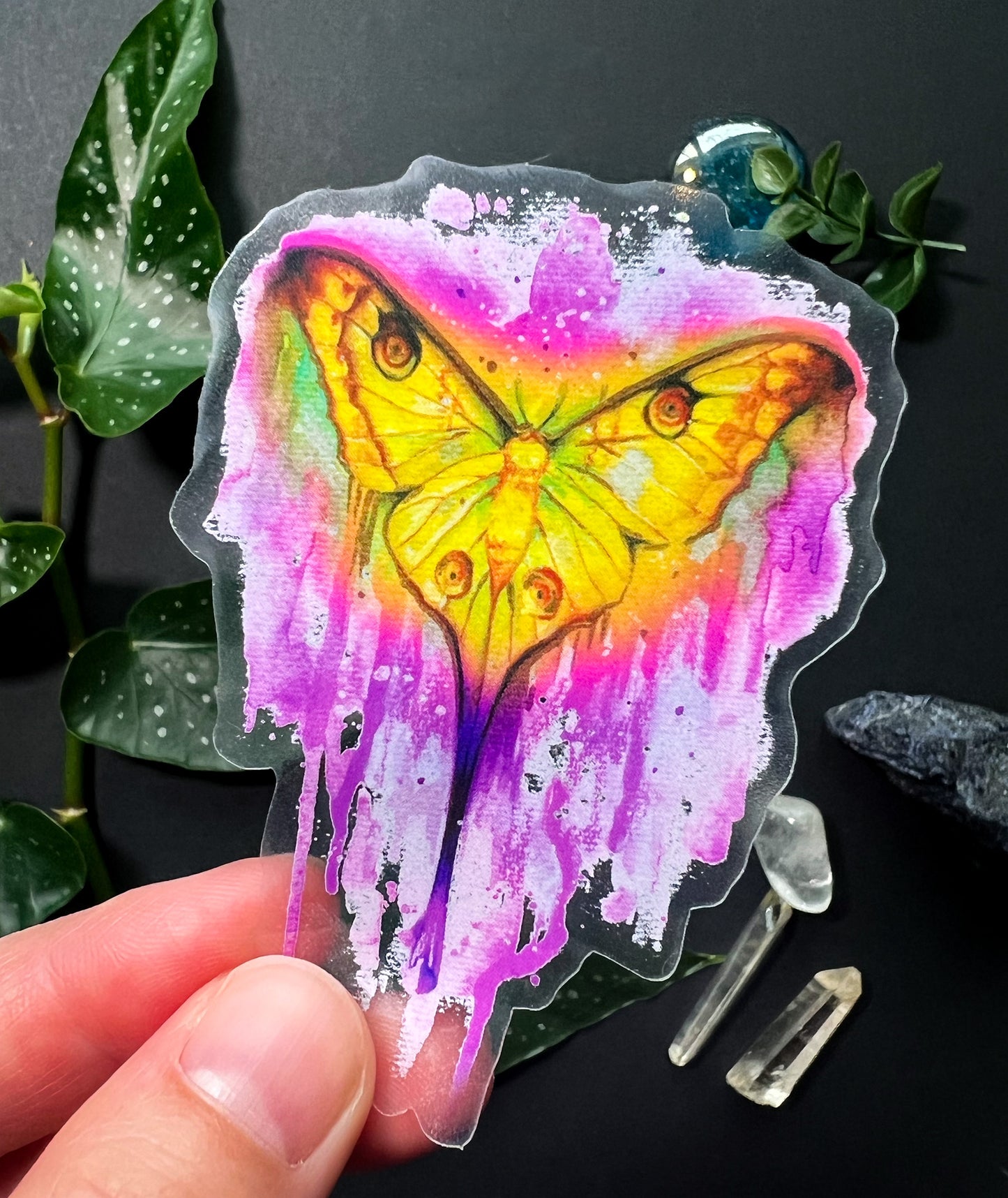 Sticker transparent pinker Schmetterling