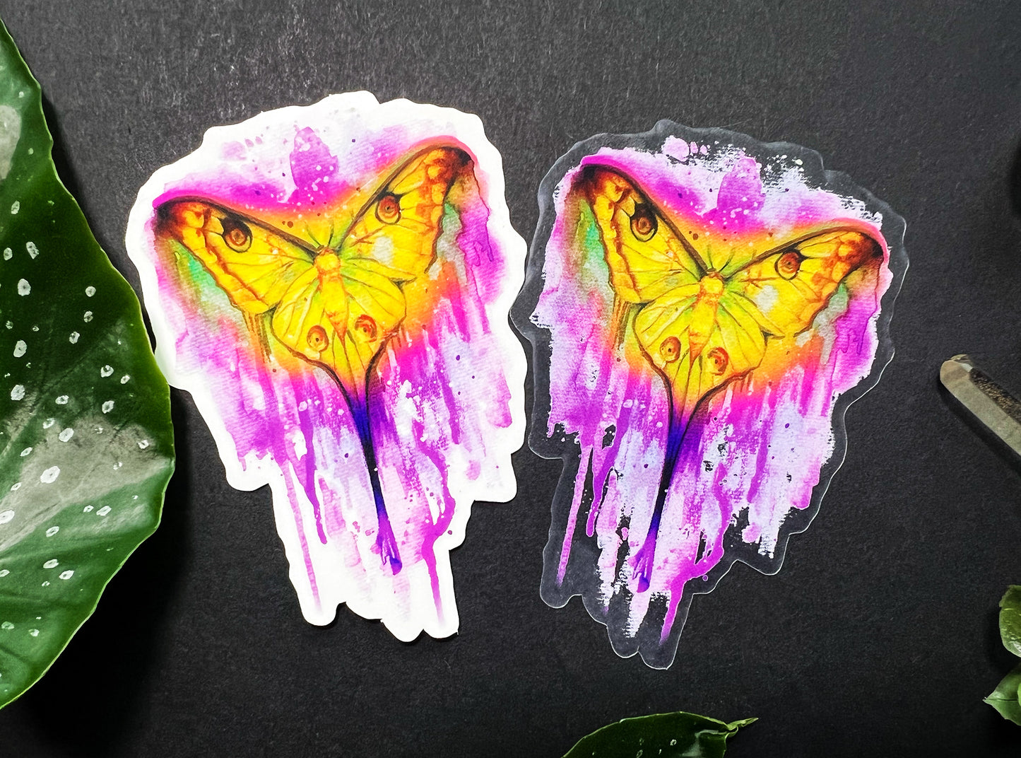 Sticker transparent pinker Schmetterling