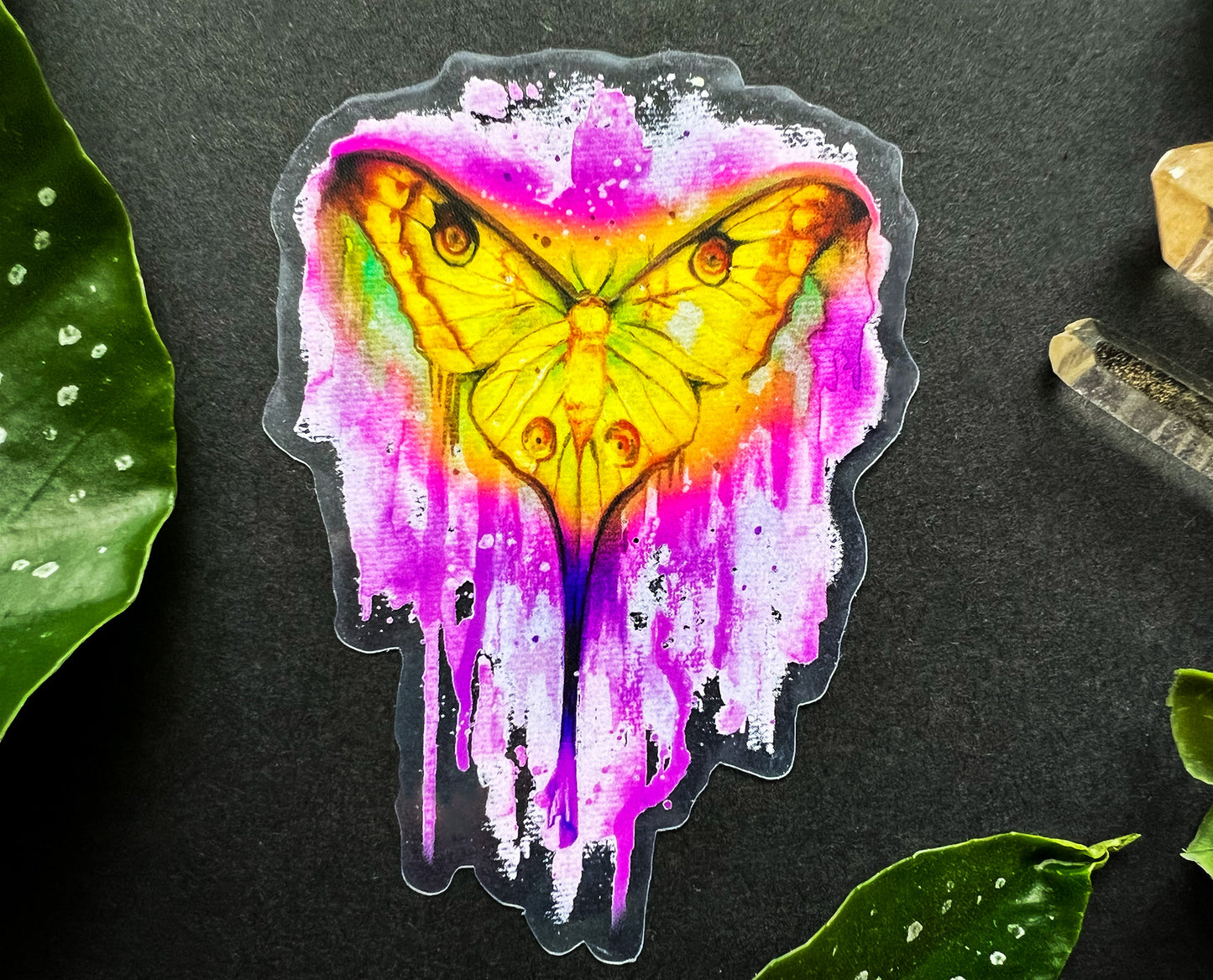 Sticker transparent pinker Schmetterling