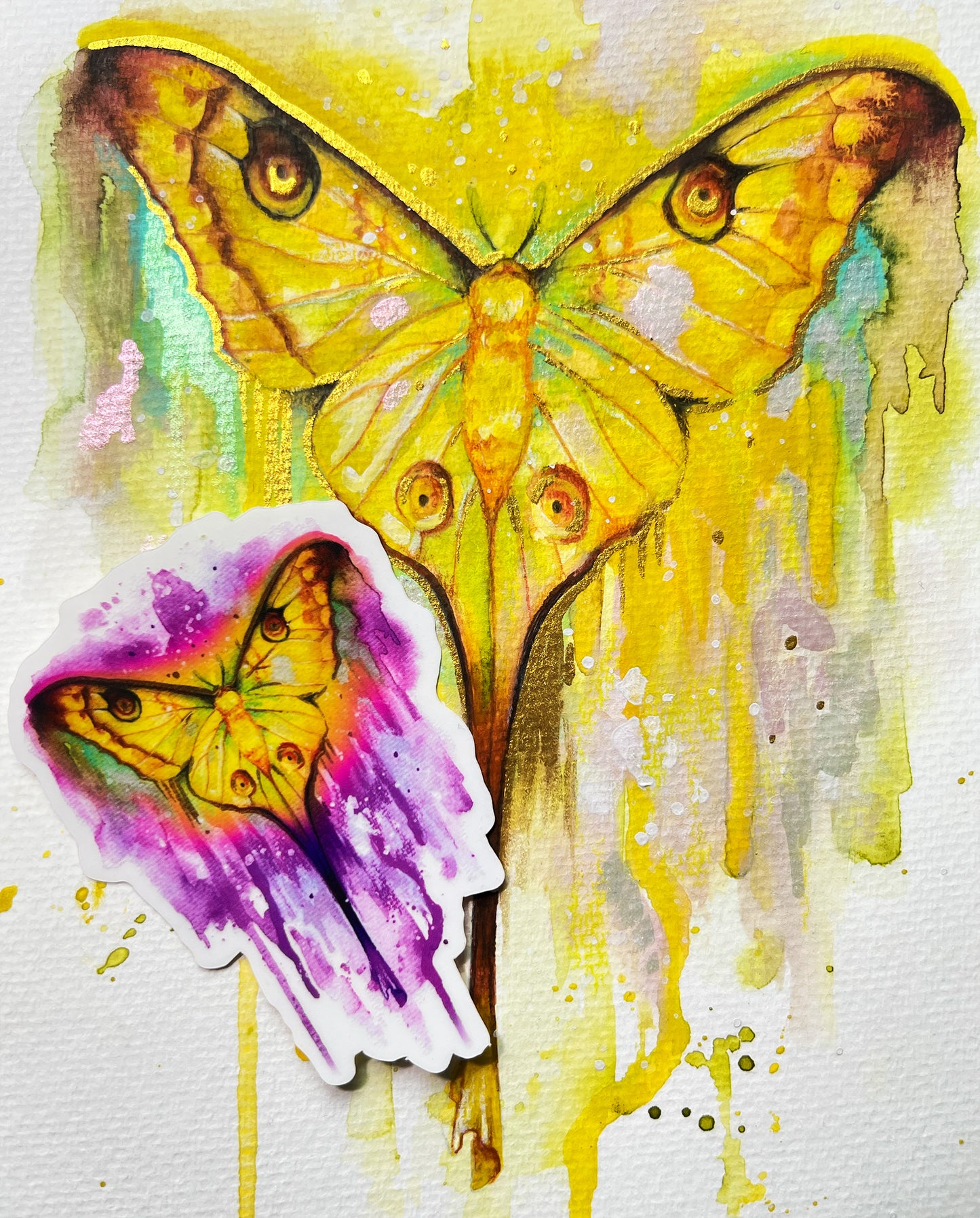 Sticker transparent pinker Schmetterling