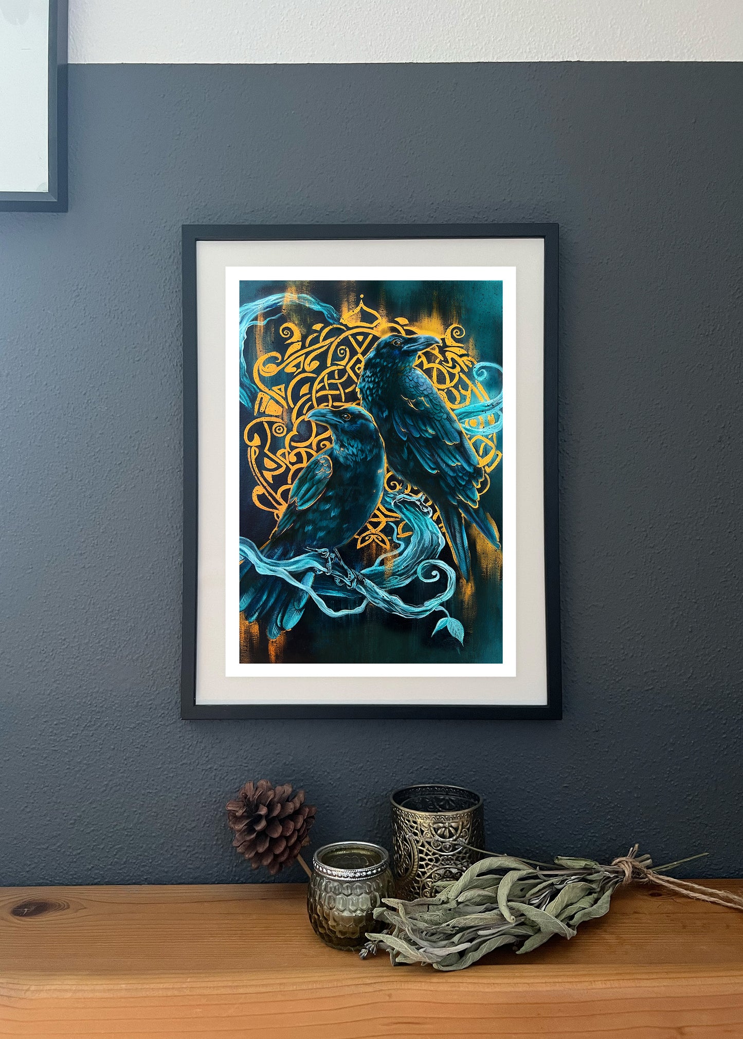 Kunstdruck Raben, Odins Raben Hugin und Munin