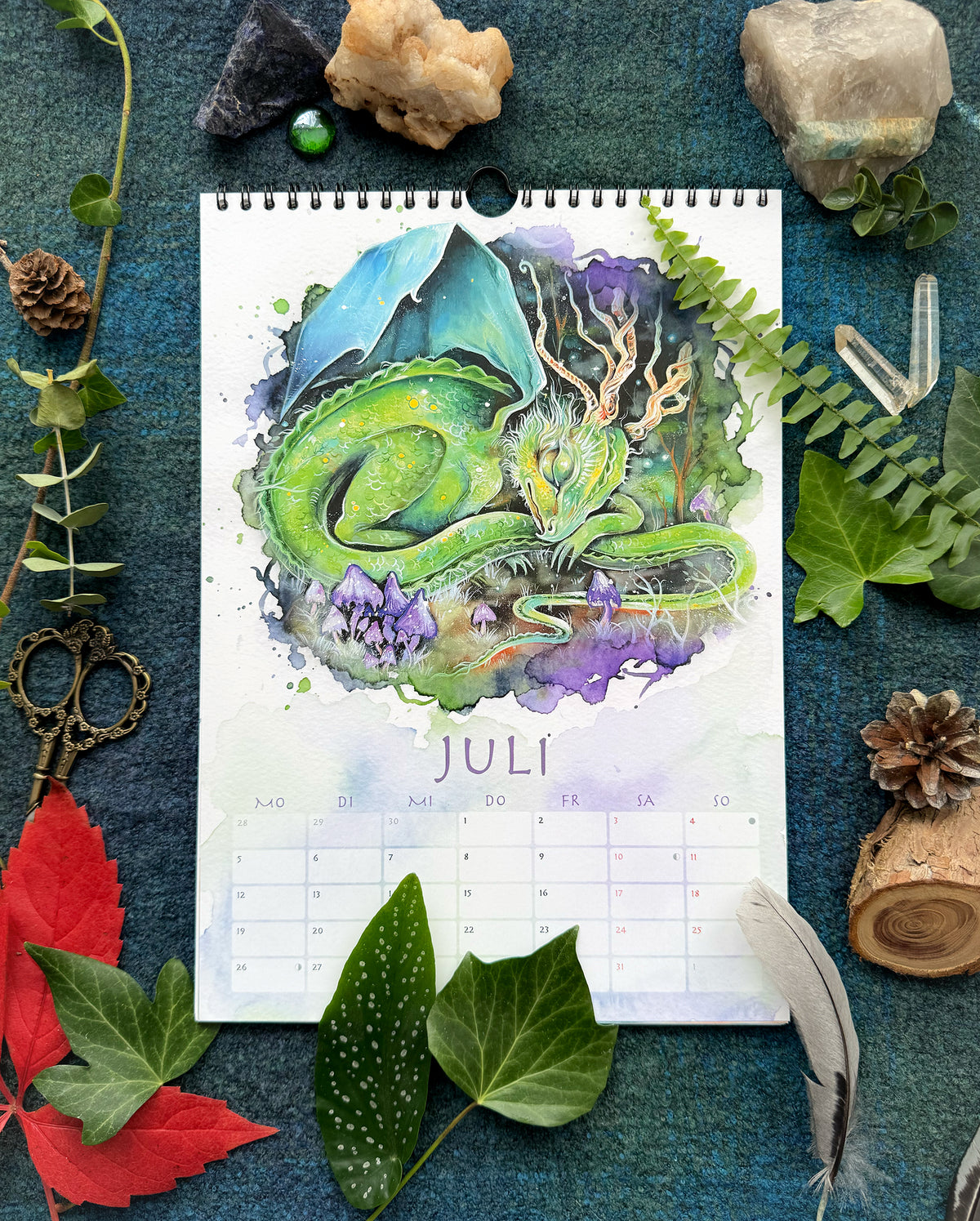 Kalender 2027 | Mystischer Jahreskalender – Fantasy Wandkalender Waldtiere | Hexen Kalender | Märchenhafter Kunstkalender DIN A4