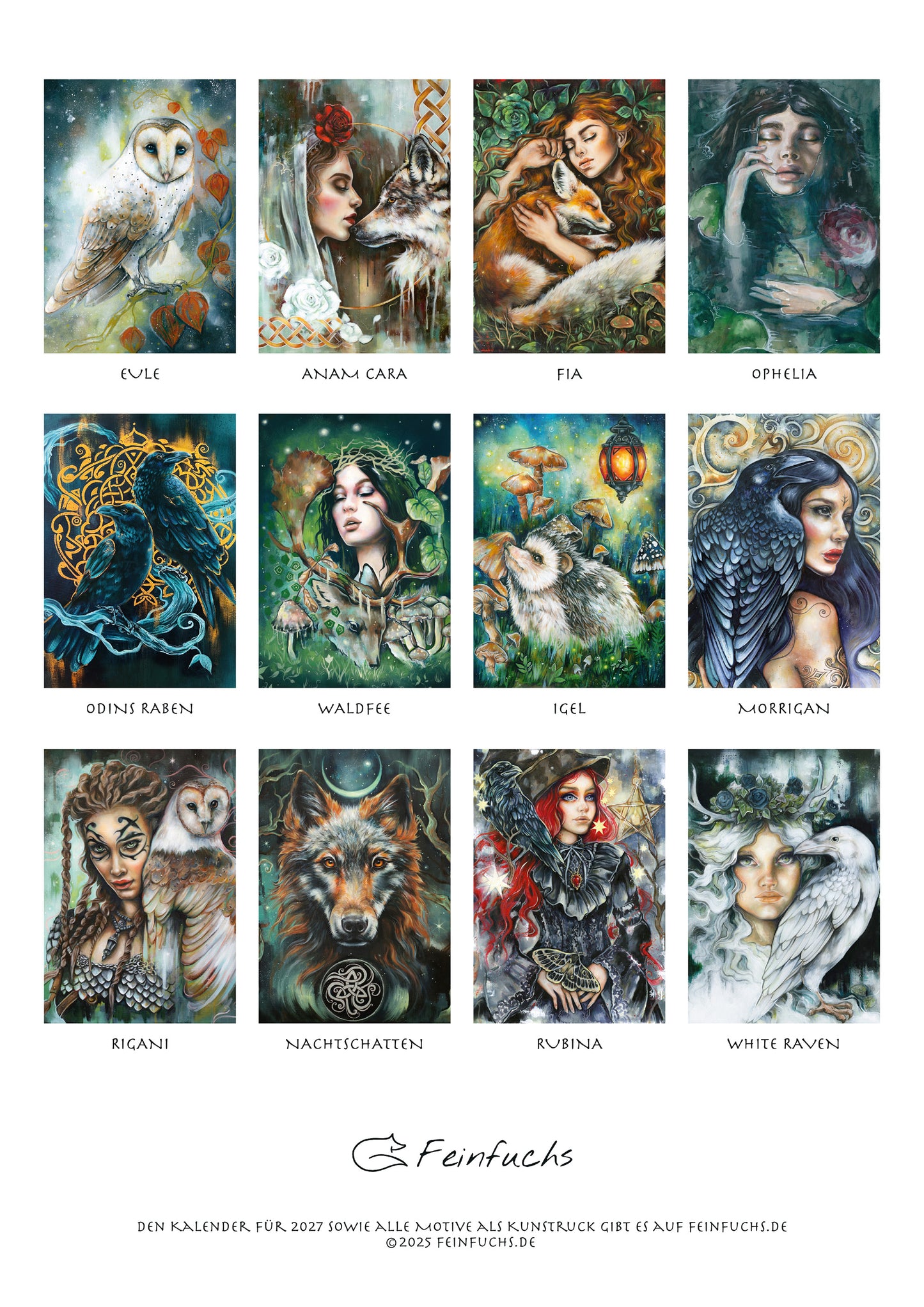 Mystischer Jahreskalender 2026 – Fantasy Wandkalender, Hexen Kalender, Keltischer Kalender, Pagan Geschenk, Märchenhafter Kunstkalender