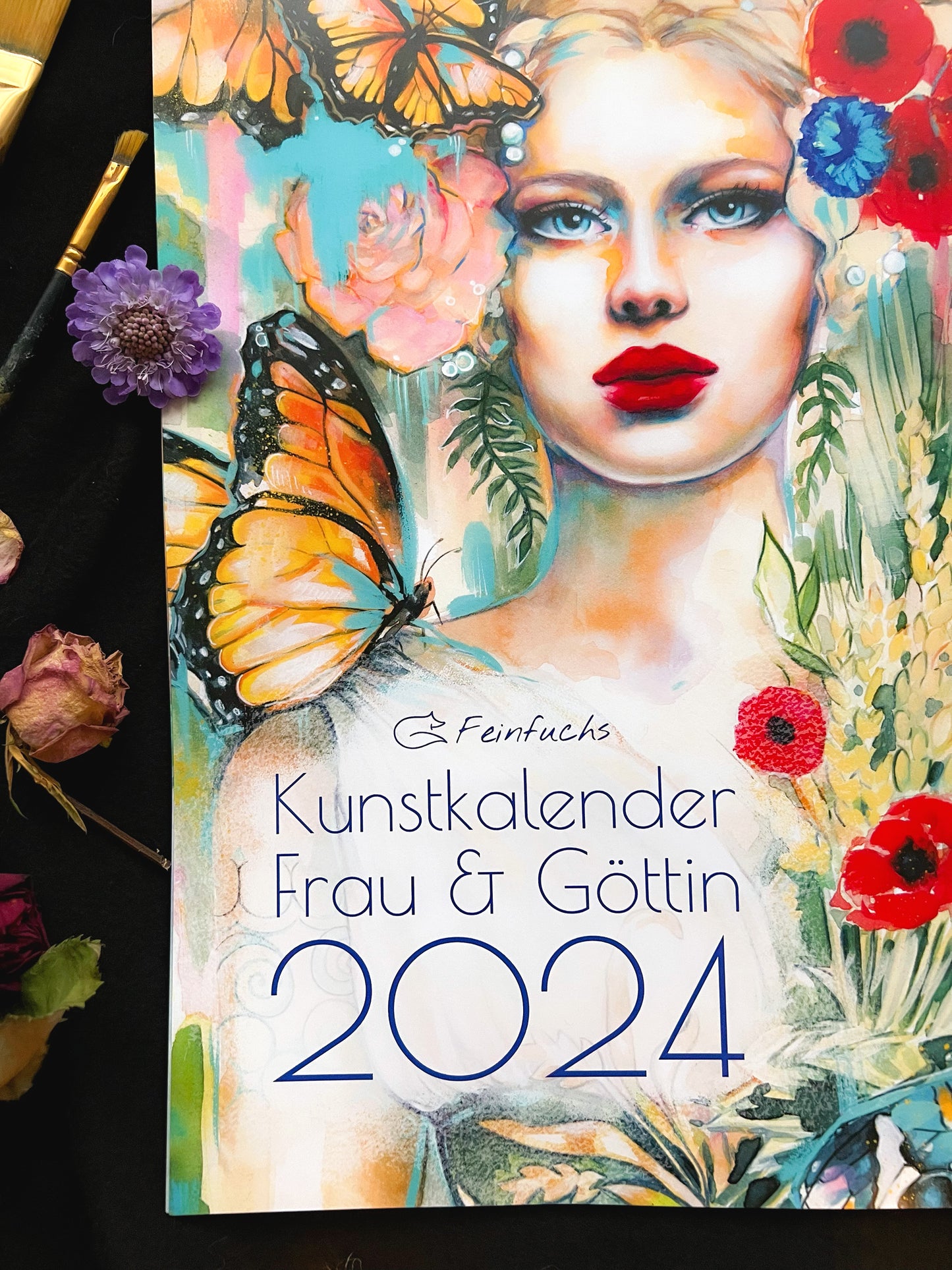 Kunstkalender 2024, Frau und Göttin, Mondphasen, Jahresplaner, Wandkalender