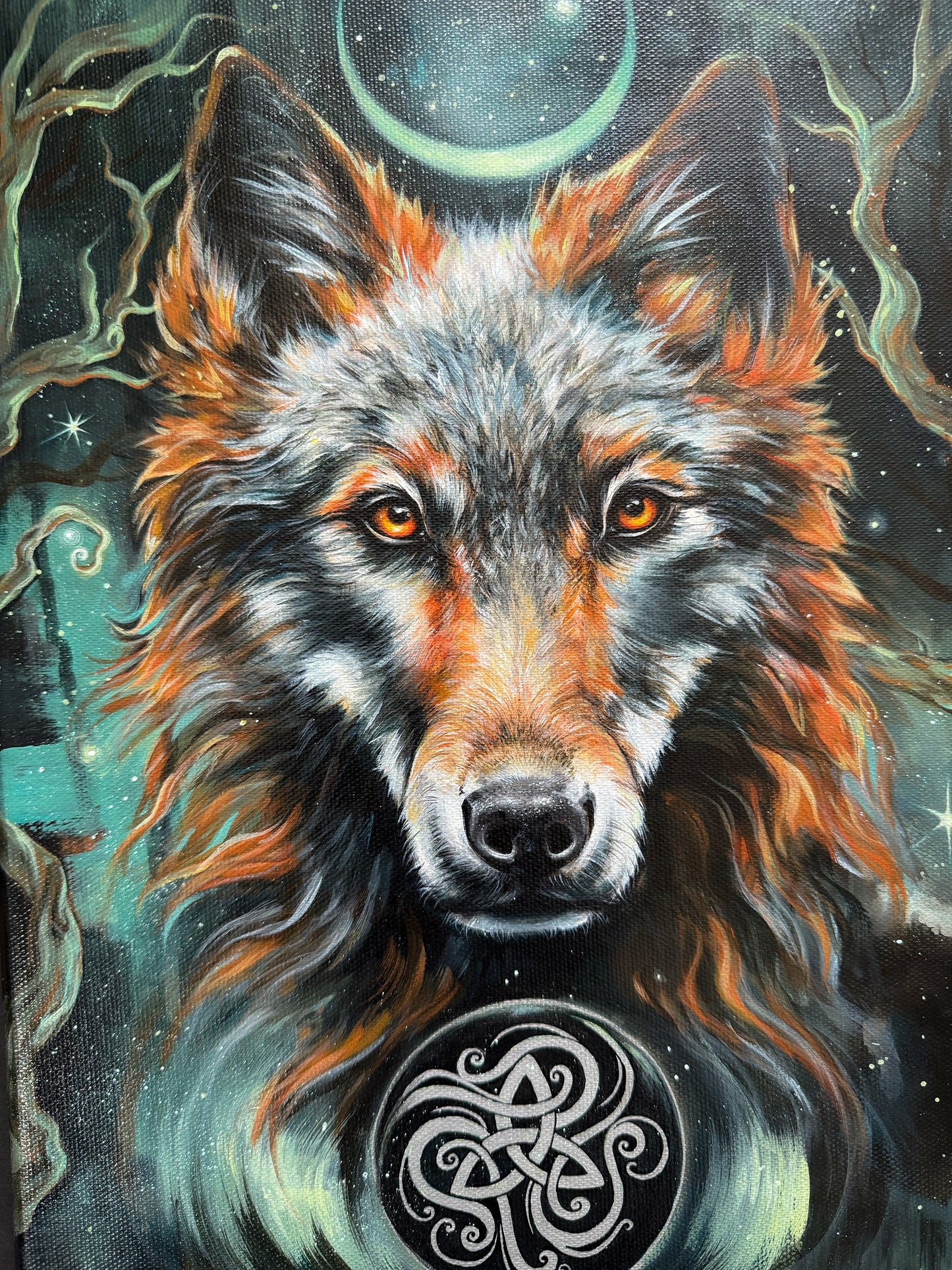Originalmalerei Wolf Nachtsänger