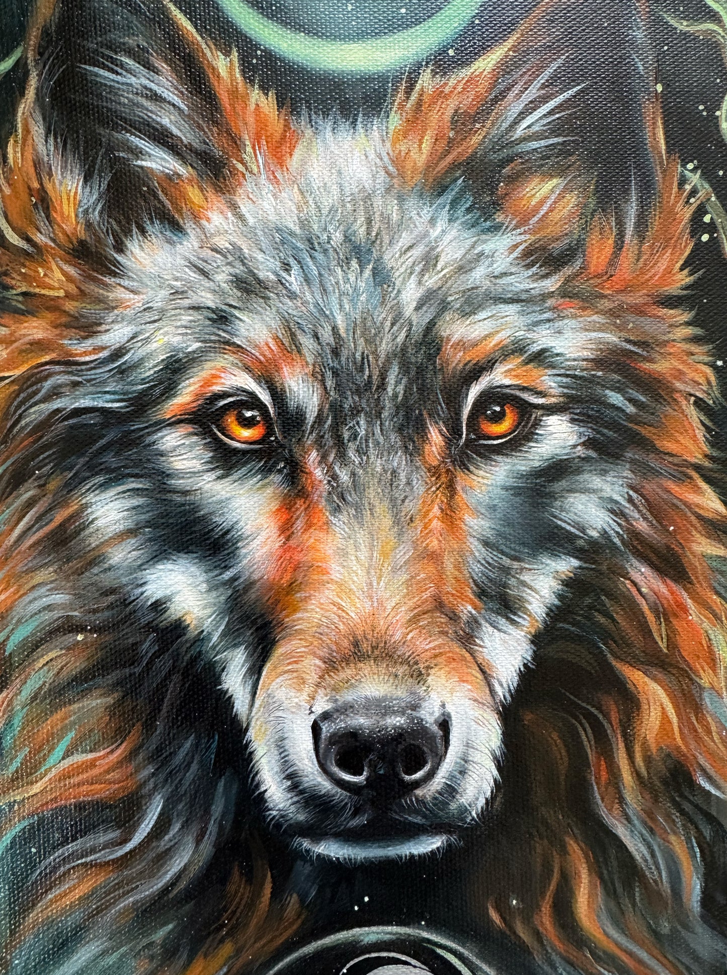 Originalmalerei Wolf Nachtsänger