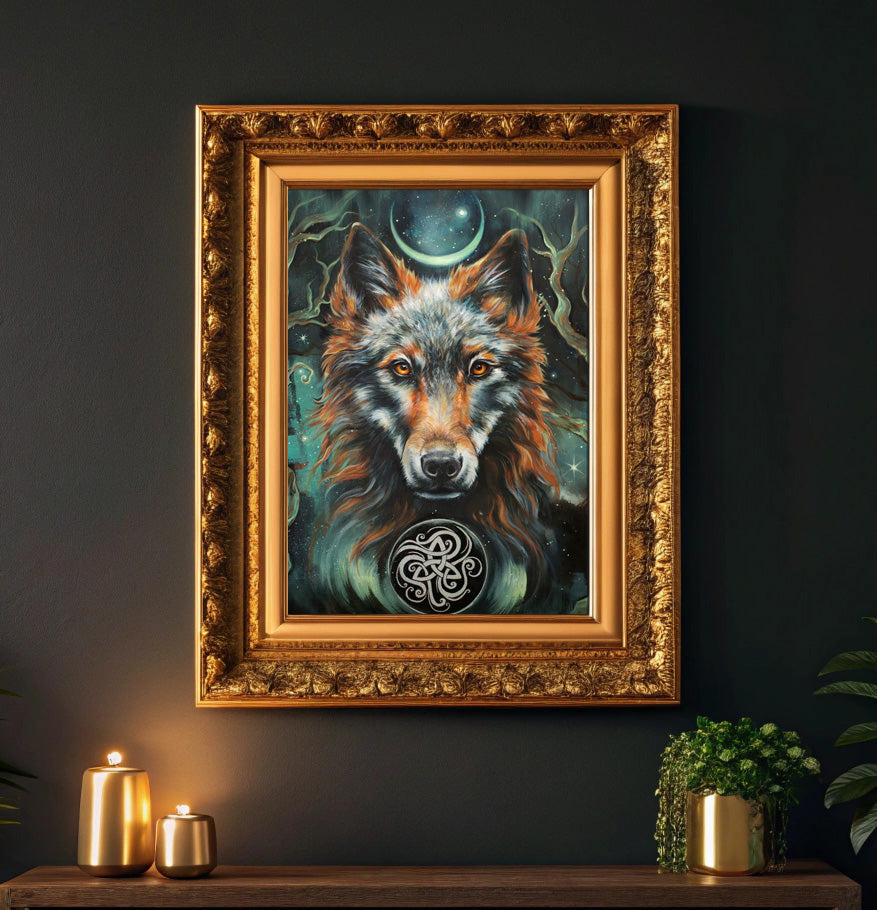 Originalmalerei Wolf Nachtsänger